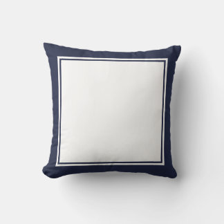Almofada Quadro Simples Azul e Branco da Meia-Noite