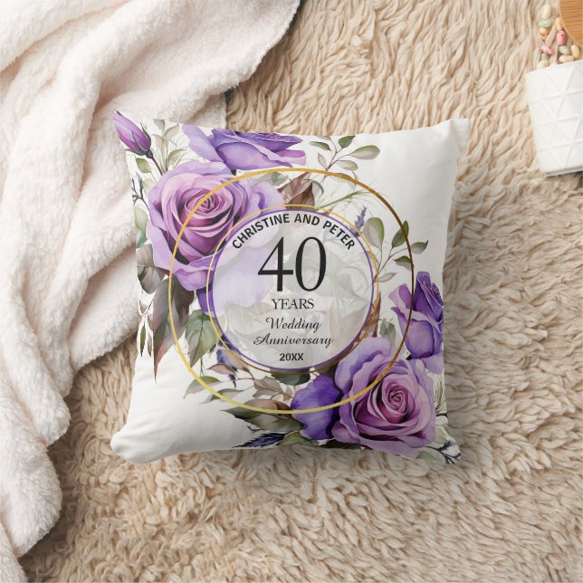 Almofada Qualquer Aniversário de Casamento Moldura Dourada  (Cobertor)