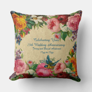 Almofada QUALQUER NOME ADD DE Vintage Floral do Aniversári