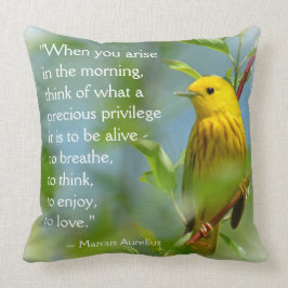 Almofada Quando Você Acorda de Manhã Citação Yellow Warbler