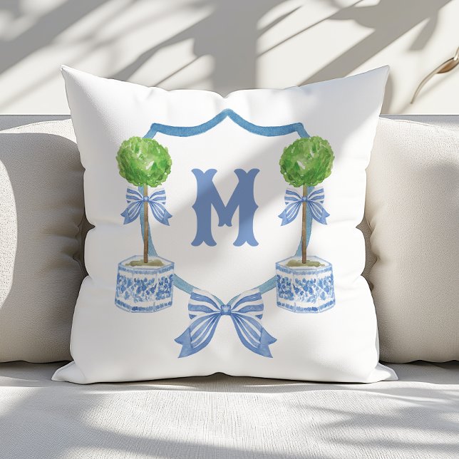 Almofada Quartel d'água Chinoiserie Monograma Topiográfico  (Criador carregado)
