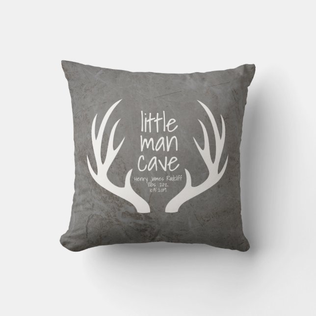 Almofada Quarto de Bebê Menino Rústico Antlers Little Man C (Frente)