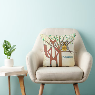 Almofada Quarto de Bebê Personalizado Raposa e Coruja