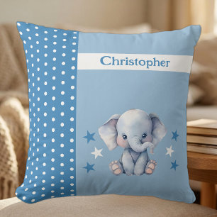 Almofada Quarto de criança adicionar nome elefante azul fof