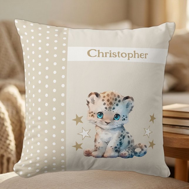 Almofada Quarto de criança adicionar nome leopardo marrom f (Criador carregado)