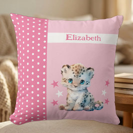 Almofada Quarto de criança adicionar nome leopardo rosa fof