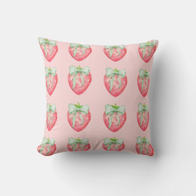 Almofada Quarto de Menina Coquette com Impressão de Morango (Frente)