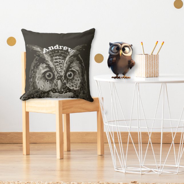 Almofada Quarto de Novo Bebê Personalizado Coruja (Criador carregado)