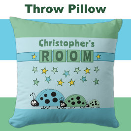 Almofada Quarto do garoto Ladybugs adiciona nome verde azul