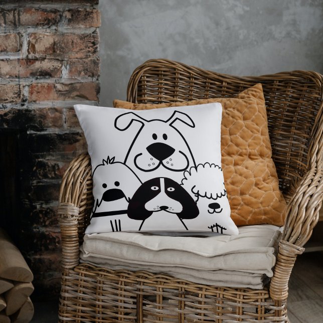 Almofada Quartos Cachorros, Pretos e Brancos (Cute pillow for dog lovers.)
