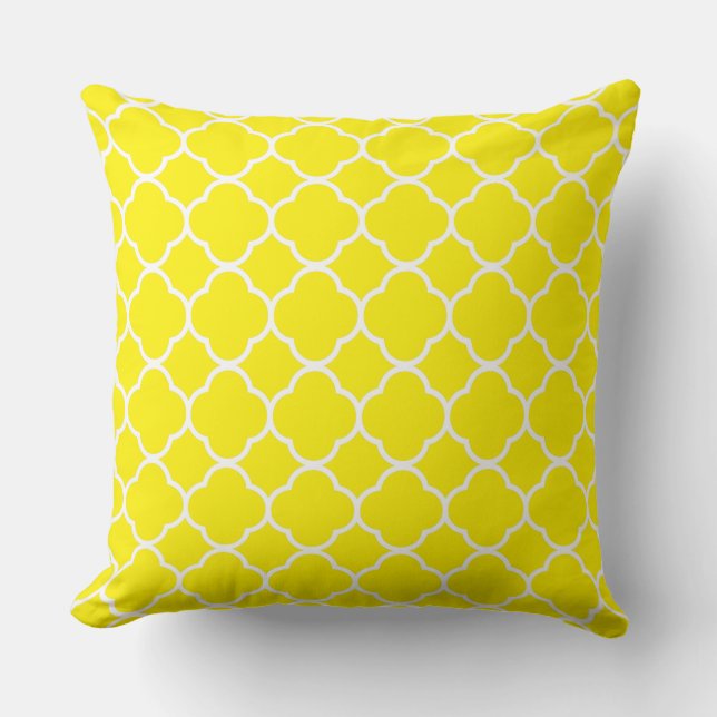 Almofada Quatrefoil Amarelo Amarelo Cor-de-Sol Decor Algodã (Frente)