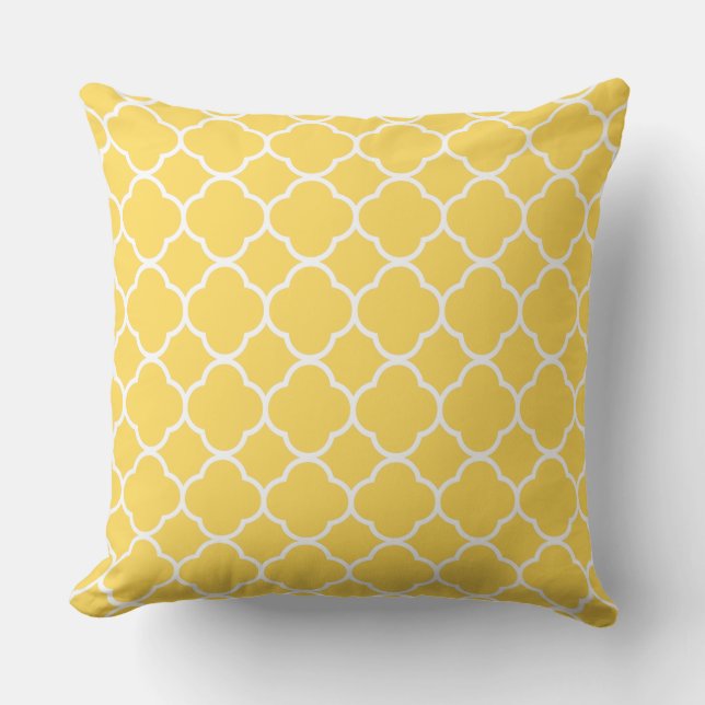 Almofada Quatrefoil Mostarda Amarelo Casa Decor Trendência  (Frente)