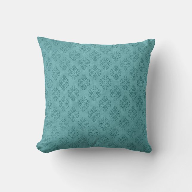 Almofada Quatrefoil Padrão Teal design (Frente)