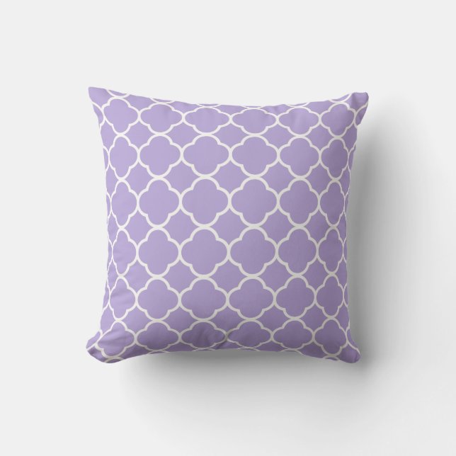 Almofada Quatrefoil Pastel Purple White Decor Elegante Lega (Frente)