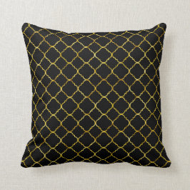 Almofada Quatrefoil preto Dourado chique