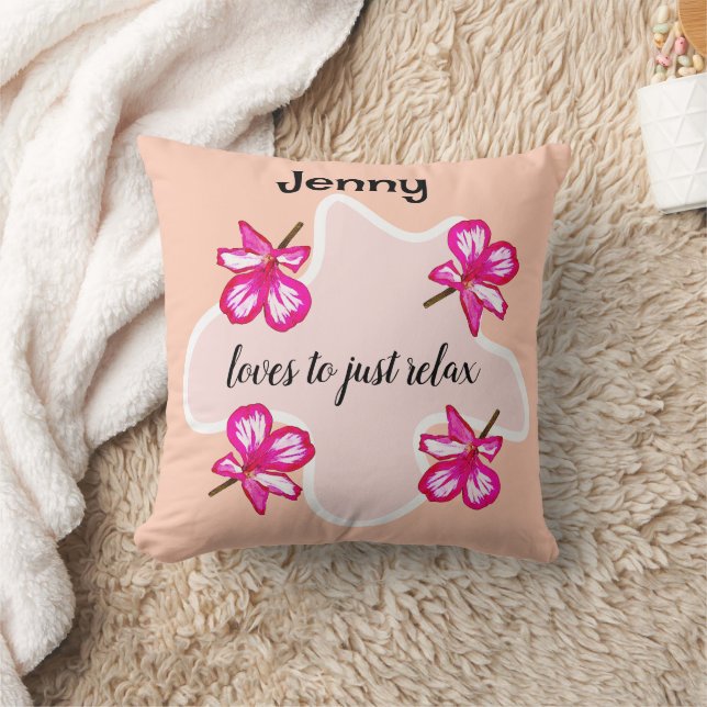 Almofada Quatro flores cor-de-rosa floral (Cobertor)