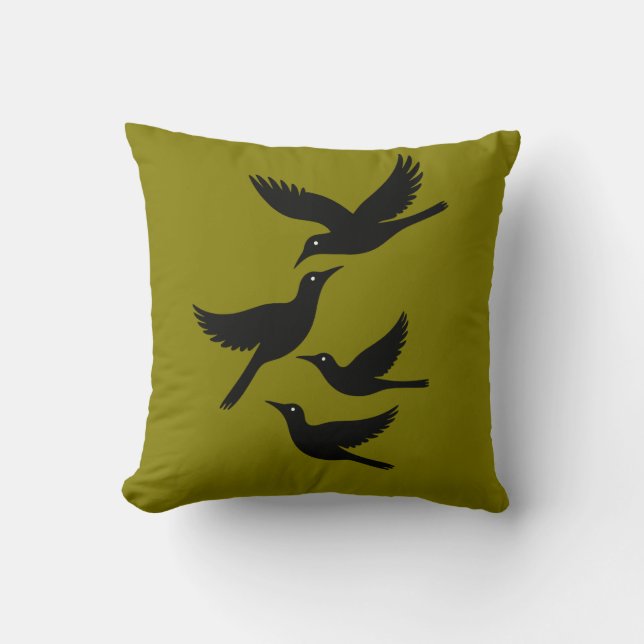 Almofada Quatro Pássaros Chamando De Corte Do Século De Méd (Frente)