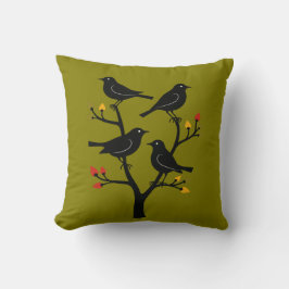 Almofada Quatro Pássaros Chamando De Corte Do Século De Méd