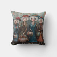 Quatro senhoras idosas com trajes elegantes