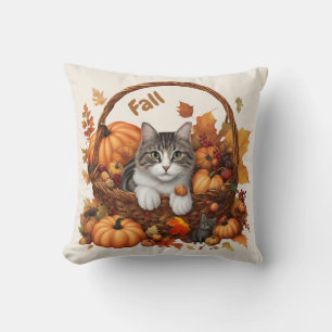 Almofada Quebra da cesta de abóbora com gatos-de-cozinha