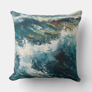 Almofada Quebrando a pintura das ondas de praia