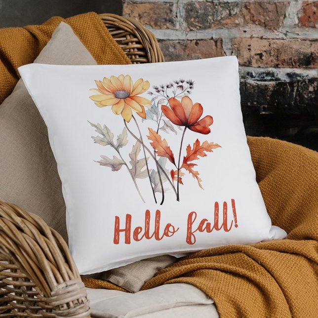 Almofada Queda de Decoração Interior Floral Elegante (Fall Home Decor Elegant Floral Wildflower Throw Pillow)