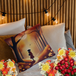 Almofada Queda de rolagem solitária, cena arborizada grande