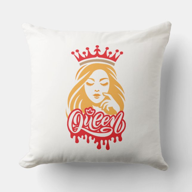 Almofada Queen Design – Elegant Royal Crown Typography for  (Frente)