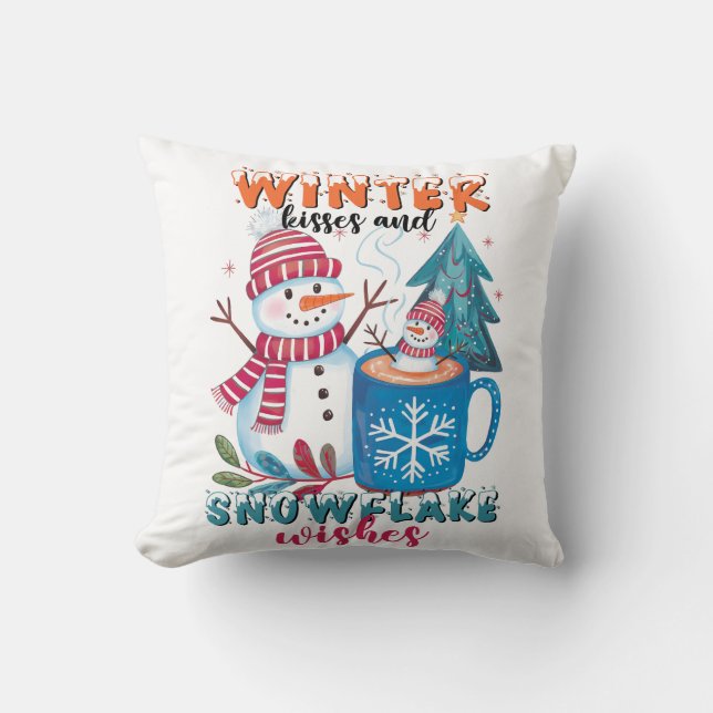 Almofada Queijos de inverno e Flocos de neve (Frente)