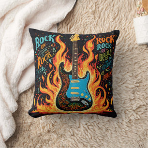 Almofada Queimar guitarra infla espírito da música rock