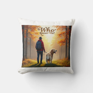 Almofada Quem Resgatou Quem - Homem passeio com golden retr