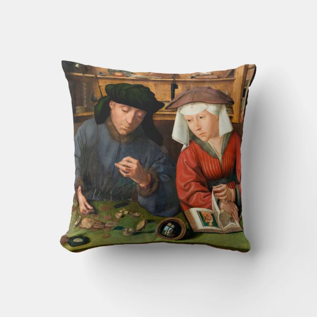 Almofada Quentin Matsys - O Moneylender e sua esposa (Frente)