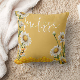 Almofada Querida Bee Honeycomb White Daisy Personalize