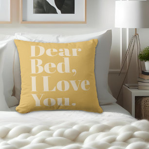 Almofada Querida Cama Engraçada, Eu Te Amo Amarelo De Mosta