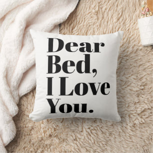 Almofada Querida Cama Engraçada, Eu Te Amo Branco