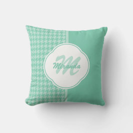 Almofada Quic Mint Green Houndstooth com Monograma e Nome