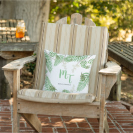 Almofada Quic Modern Watercolor Monograma do Script Greener