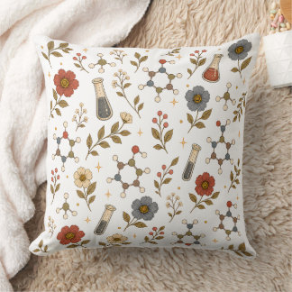 Almofada Química Botânica Vintage Molécula Floral