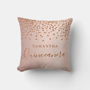 Almofada Quinceanera rosa gold glitter nome
