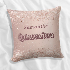 Almofada Quinceanera rosa gold name