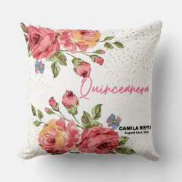 Almofada Quinceanera Rosas Vermelhas Vintage Personalizadas