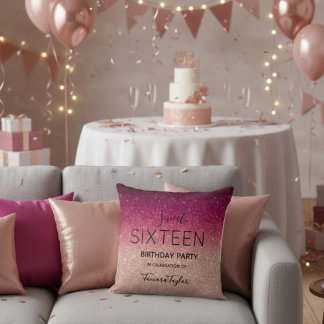 Almofada Quinceañera Rose Gold & Burgundy Glitter Luxury