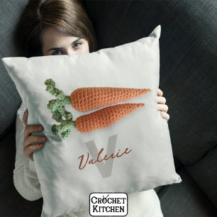 Almofada Quirky Amigurumi Minimalist Crochet Carrots Name