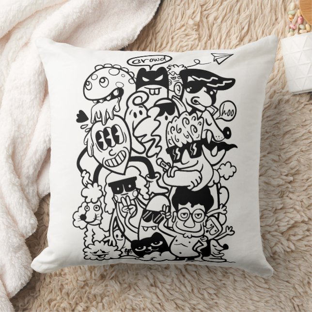 Almofada Quirky Personagem de desenho animado Crowd (Cobertor)