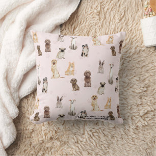 Almofada Raça de cachorro cachorrinho aquarela cães