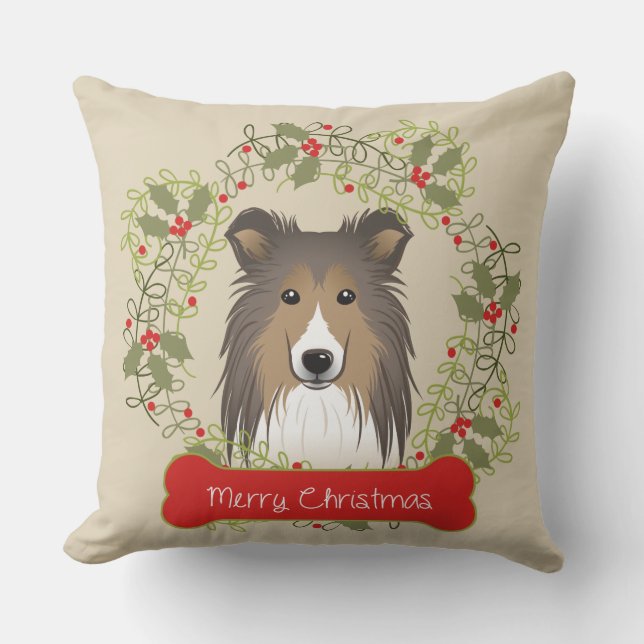 Almofada Raça do cão do Feliz Natal (Frente)