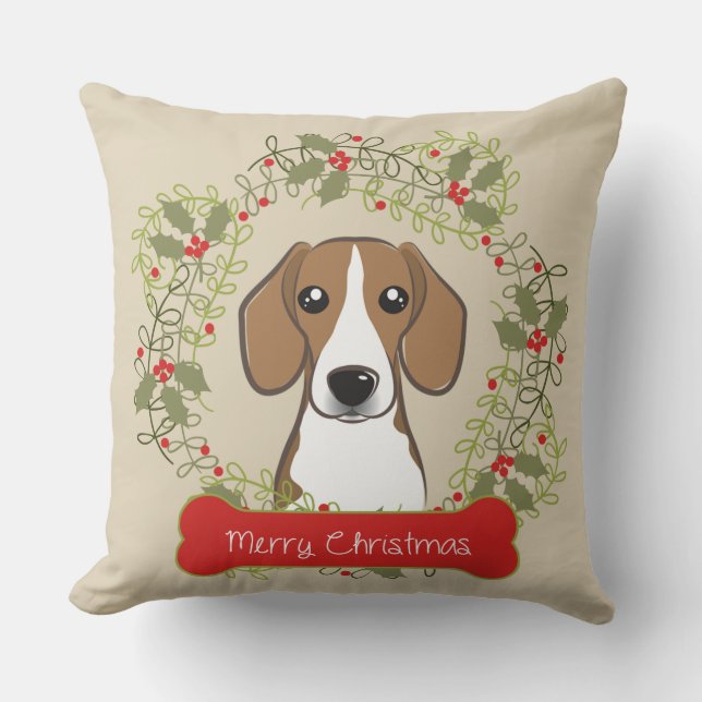 Almofada Raça do cão do Feliz Natal (Frente)