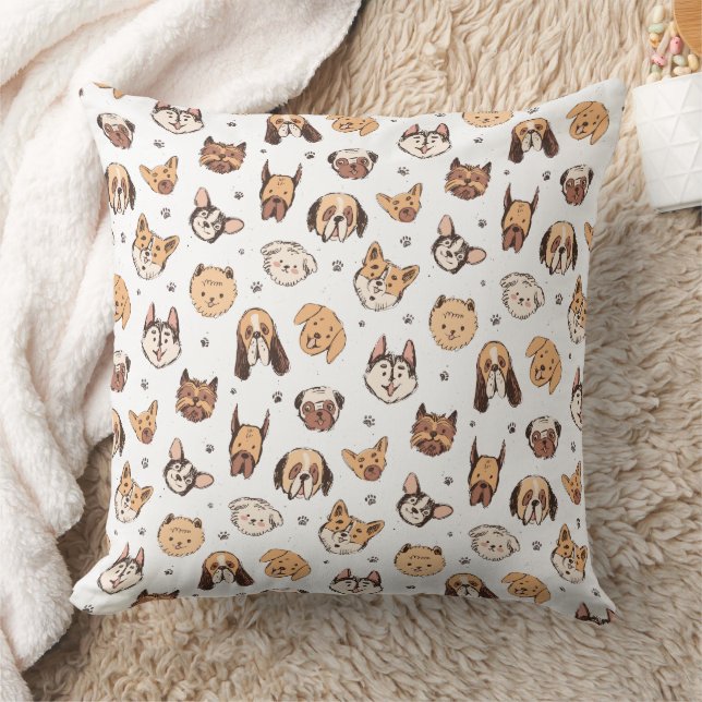 Almofada Raças de Cachorro Fofos Padrão  (Cobertor)