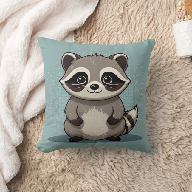 Almofada Raccoon Cute Kawaii - Impressão (Cobertor)