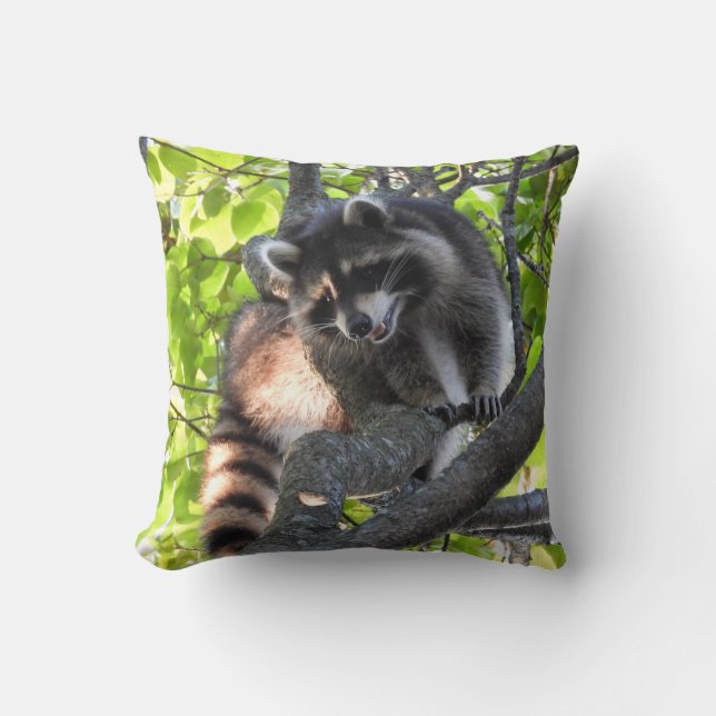 Almofada Raccoon em uma árvore (Frente)